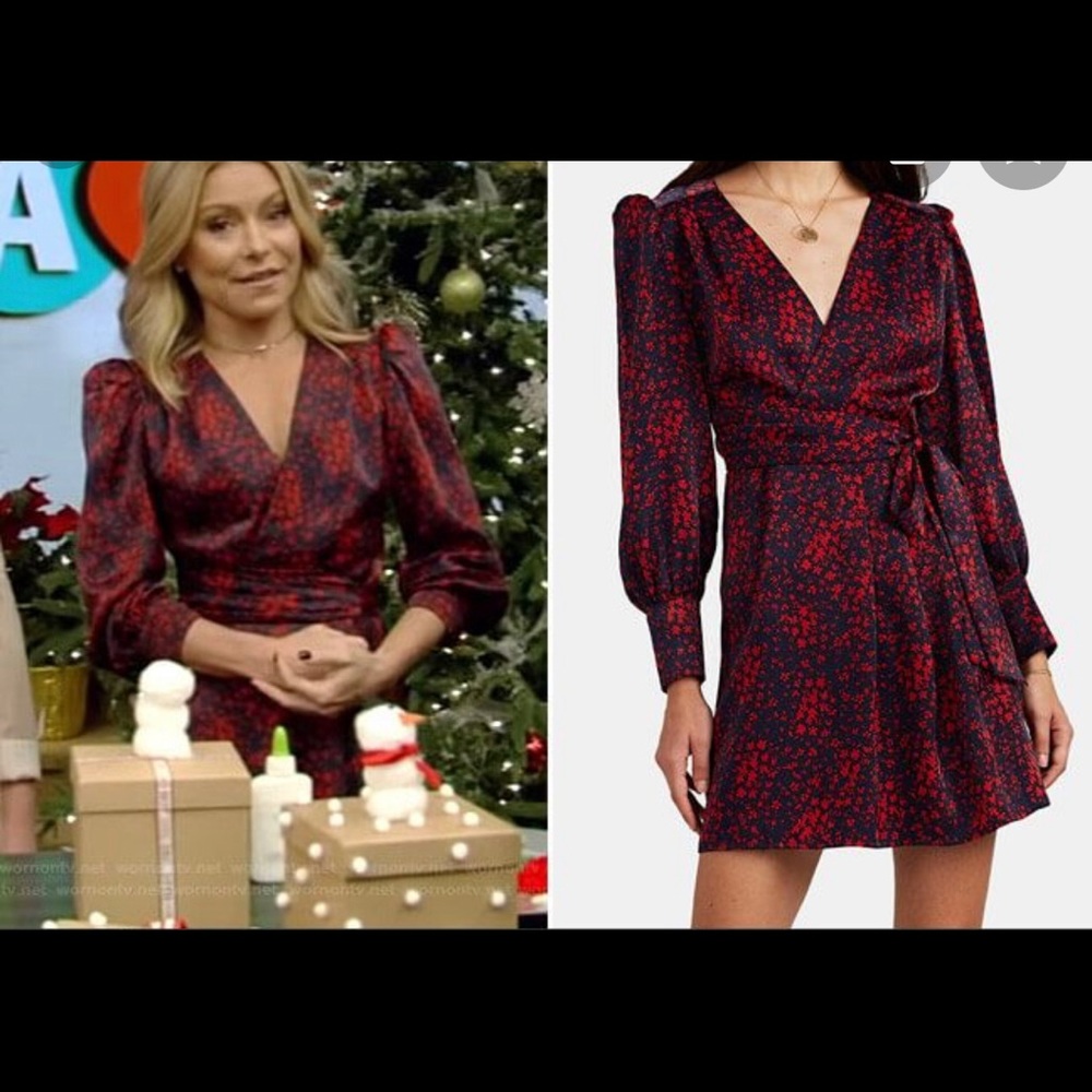 FiveSeventyFive - Floral Satin Wrap Dress